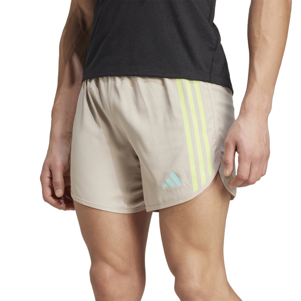 Pantaloncino Running Uomo adidas adidas OTR 3 Stripes 5in Pantaloncini  Wonder Beige/Pulse Lime  Wonder Beige/Pulse Lime 