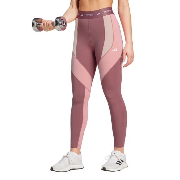 Pants e Tights Fitness e Training Donna adidas TechFIT Colorblock Tights  Preloved Crimson/Semi Pink Spark IX3284