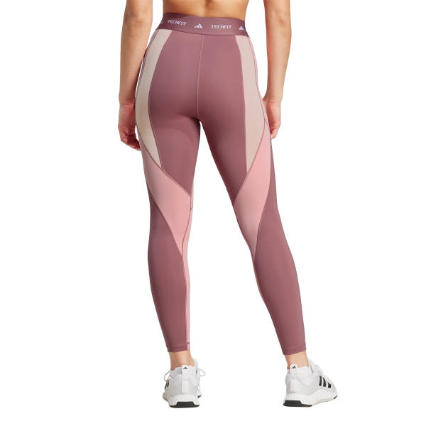 adidas TechFIT Colorblock Tights - Preloved Crimson/Semi Pink Spark
