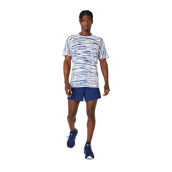 Asics Metarun Shibori T-Shirt - Birch/Blue Expanse