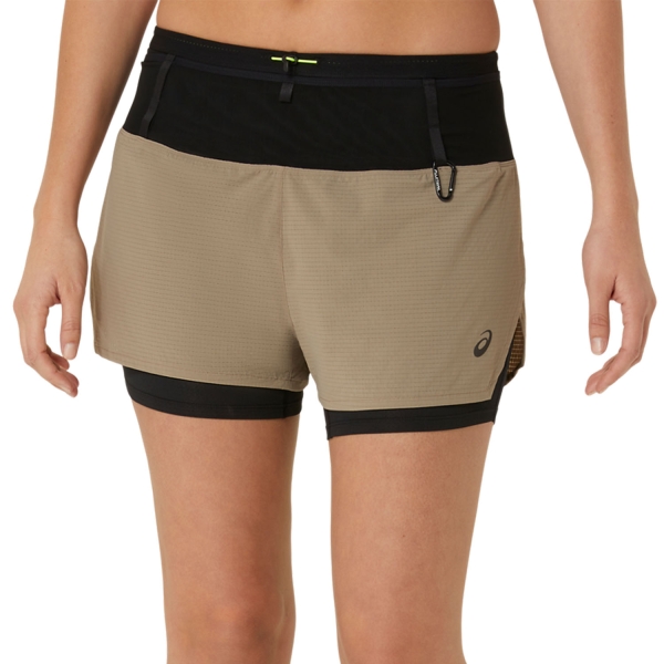 Pantaloncini Trail Running Donna Asics Asics Fujitrail 2 in 1 3in Pantaloncini  Pepper/Performance Black  Pepper/Performance Black 