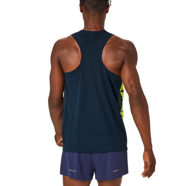 Asics Light Graphic Singlet Top - French Blue/Safety Yellow