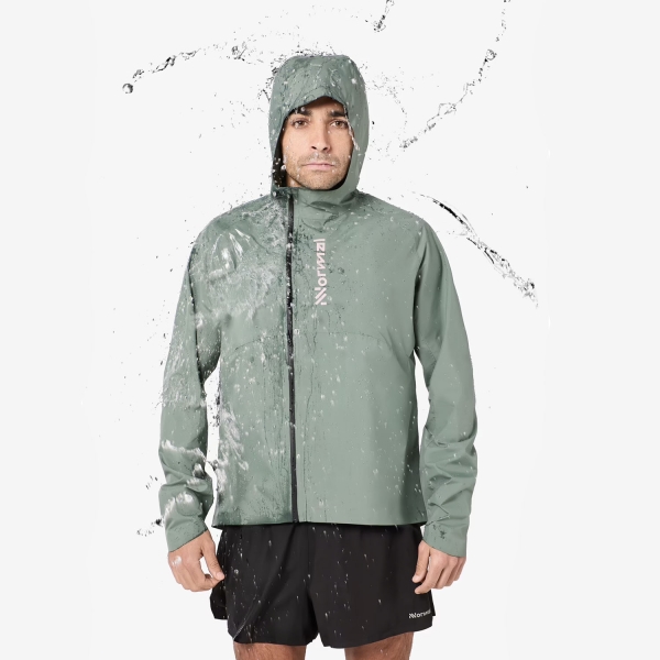 Giacche Trail Running Uomo NNormal Rain TR Giacca  Green N2CMRJ1002