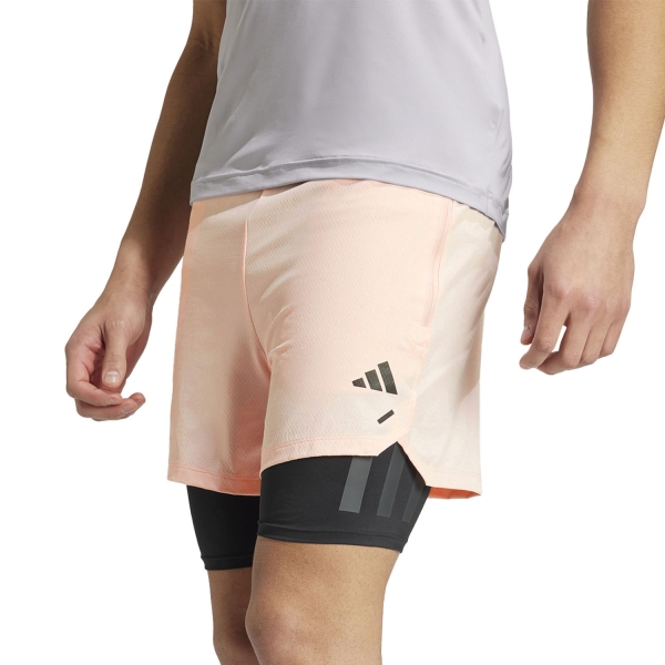 Men's Training Short adidas adidas Power 2 in 1 5in Shorts  Sandy Pink/Black  Sandy Pink/Black 