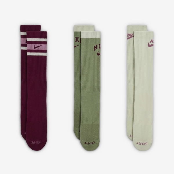 Nike Everyday Plus x 3 Calcetines - Multi Color/Burgundy