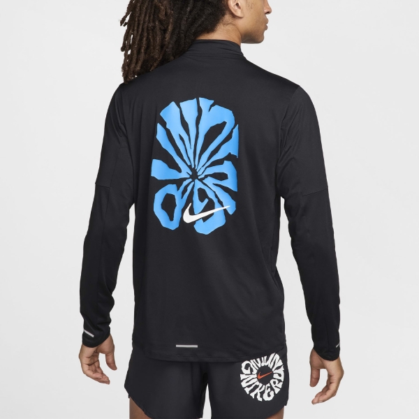 Nike Element Run Energy Camisa - Black/Light Photo Blue