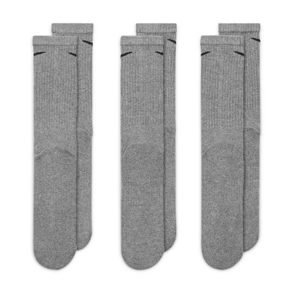 Nike Everyday Cushioned Crew x 3 Socks - Carbon Heather/Black