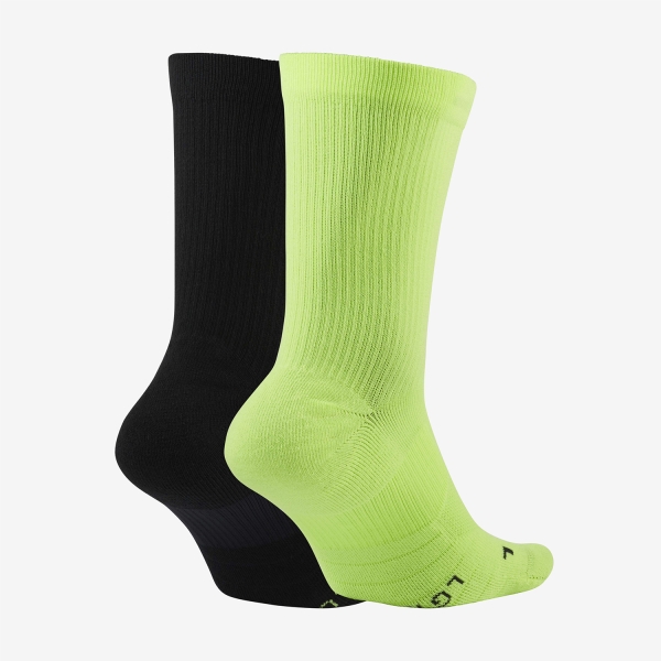 Nike Dri-FIT Multiplier Crew x 2 Socks - Green/Black