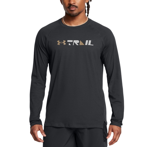 Maglie Manica Lunga Trail Running Uomo Under Armour Graphic Maglia  Anthracite/Coyote/Reflective 13867070016