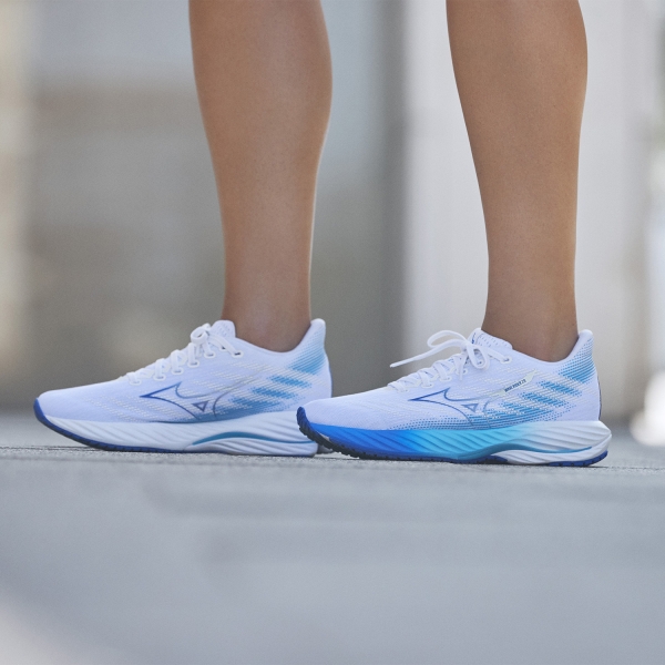Mizuno Wave Rider 28 - White/Mugen Blue/River Blue