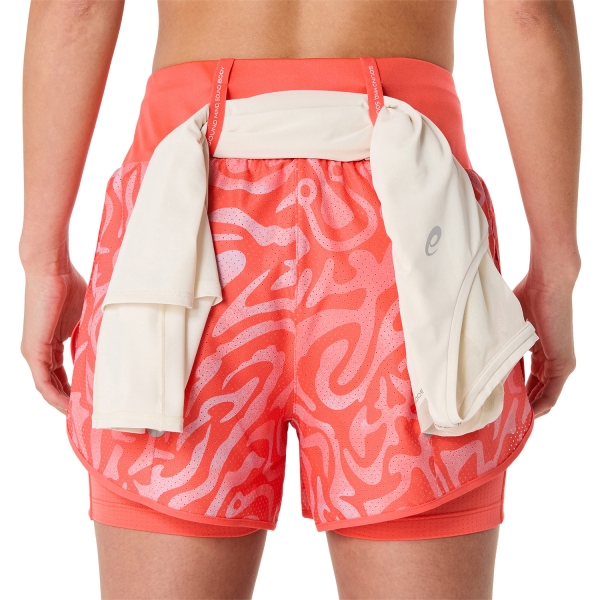 Asics Road All Over Print 2 in 1 3.5in Pantaloncini - Coral Reef/Light Ube
