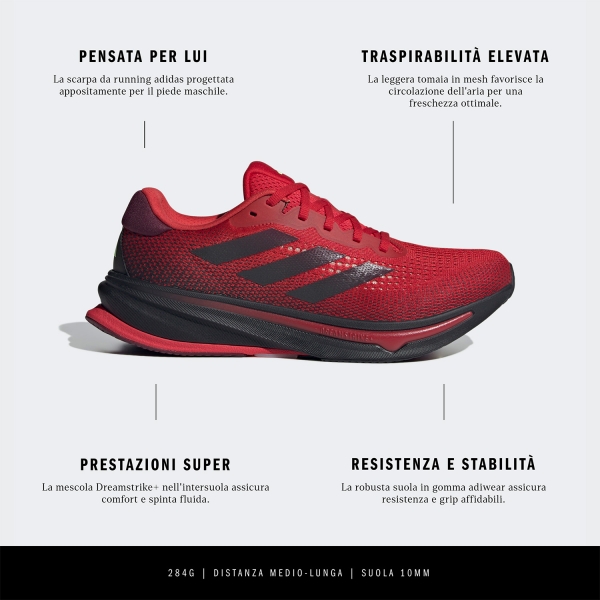 adidas Supernova Rise - Bet Scarlet/Core Black/Green Spark