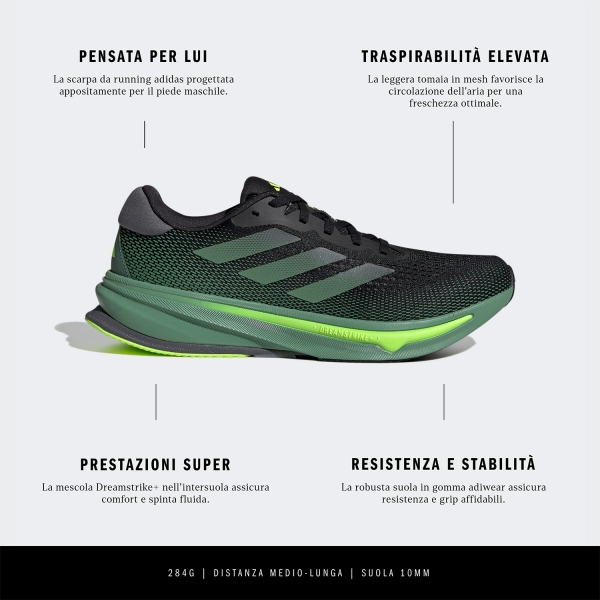 adidas Supernova Rise - Core Black/Preloved Green/Lucid Lemon