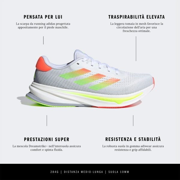 adidas Supernova Rise - FTWR White/Solar Red/Lucid Lemon