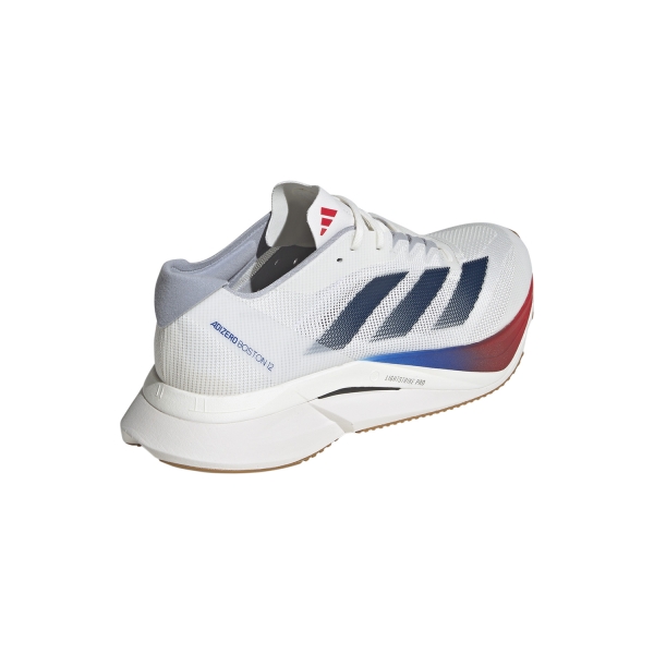 adidas adizero Boston 12 - Core White/Dark Blue/Pure Ruby