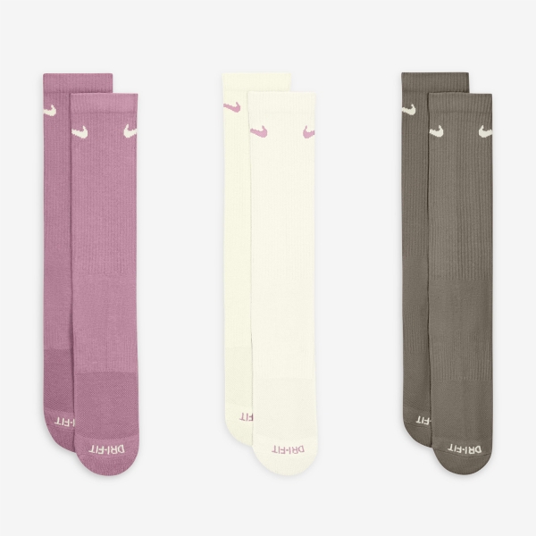 Nike Everyday Plus Cushioned x 3 Socks - Multi Color/Pink