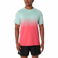 Asics Seamless T-Shirt - Coral Reef/Oasis Green