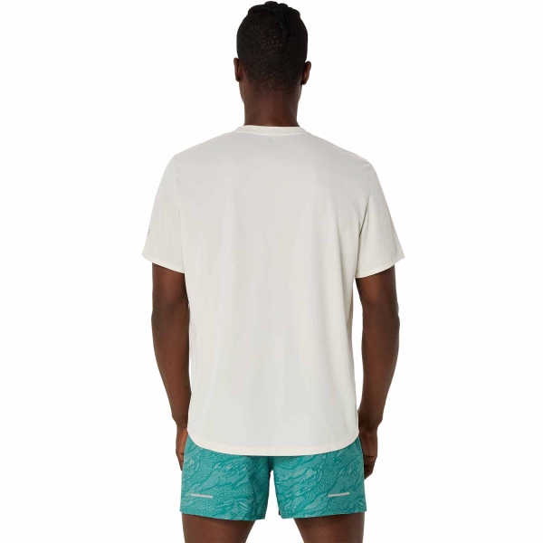Asics Fujitrail Logo Maglietta - Birch/White Sage/Rainy Lake