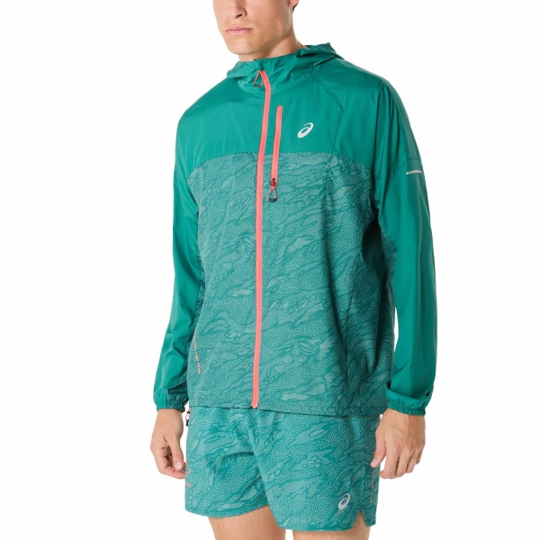 Giacche Trail Running Uomo Asics Fujitrail Windbreaker Giacca  Rainy Lake/Birch 2011C991300