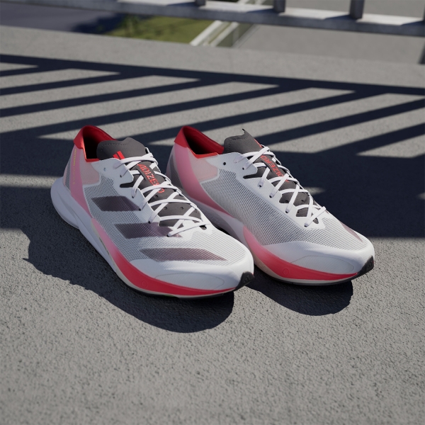 adidas adizero adios 8 - FTW White/Aurora Metallic/Solar Red