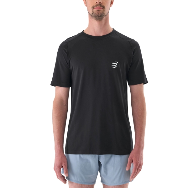 Maglietta Running Uomo Compressport Performance Logo Maglietta  Black ATSM4929002