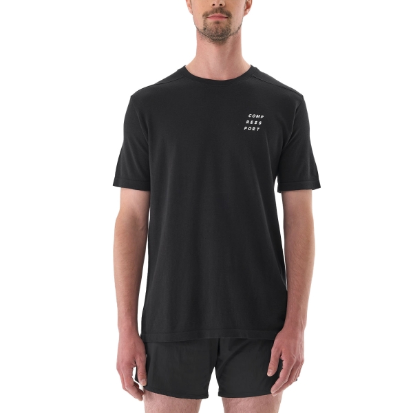Men's Running T-Shirt Compressport Podium TShirt  Black ATSM5549002