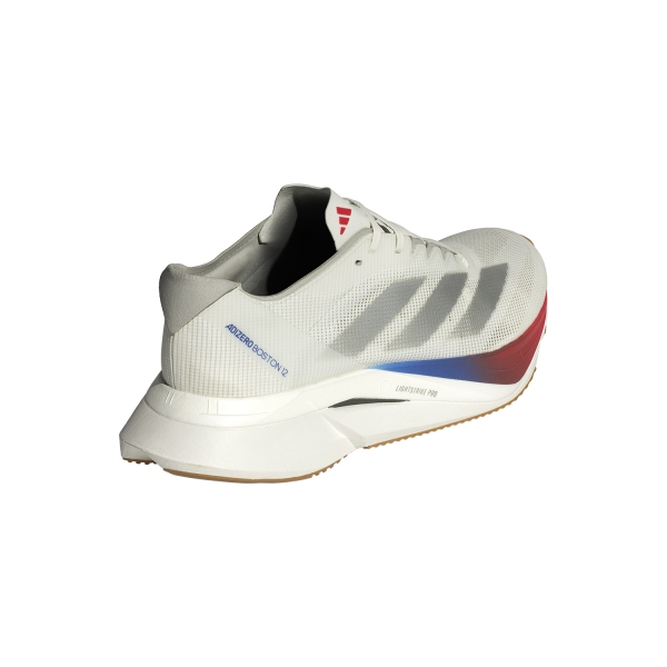 adidas adizero Boston 12 - Core White/Matte Silver/Pure Ruby