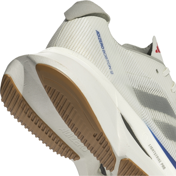 adidas adizero Boston 12 - Core White/Matte Silver/Pure Ruby