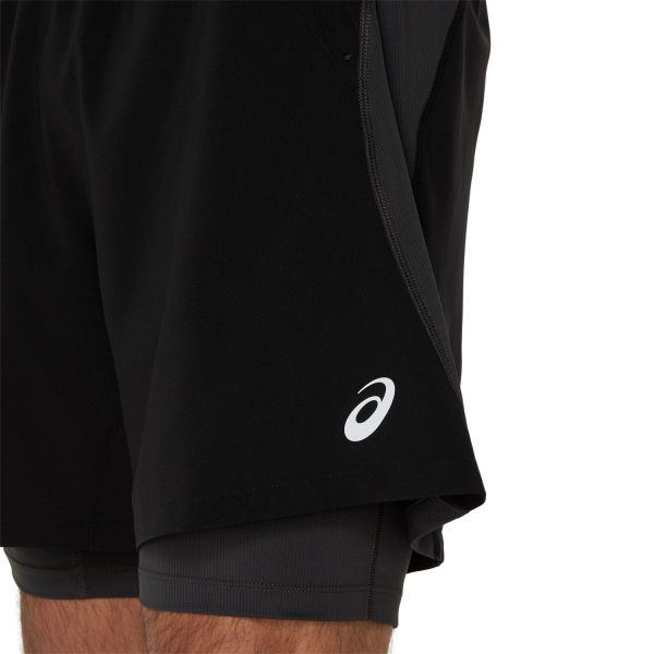 Asics Road Logo 2 in 1 7in Pantaloncini - Performance Black/Graphite Grey