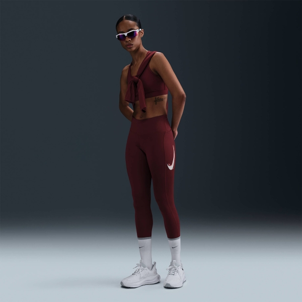 Nike Fast 7/8 Swoosh Tights - Dark Team Red