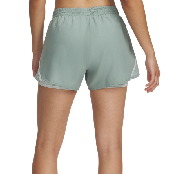 Under Armour Fly By 2 in 1 4in Shorts - Silica Green/Hydro Green/Reflective
