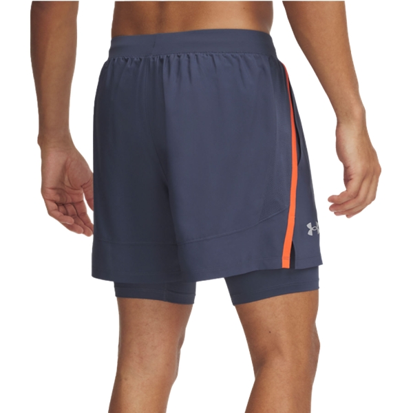 Under Armour Launch 2 in 1 5in Shorts - Downpour Gray/Fire/Reflective
