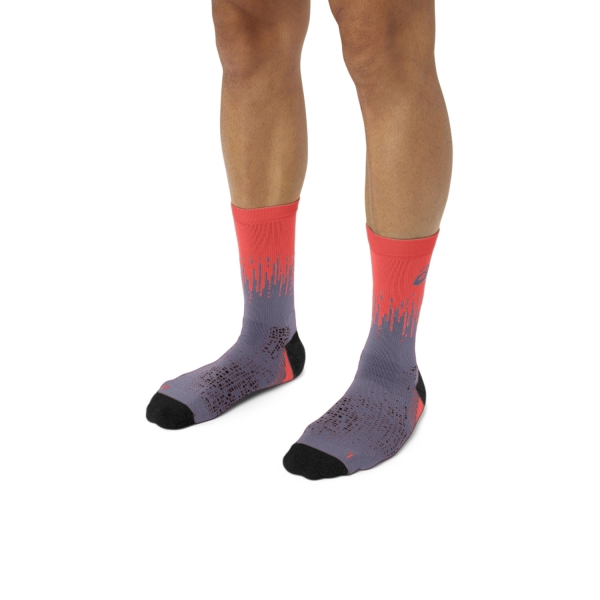 Asics Performance Crew Socks - Greyish Purple/Coral Reef