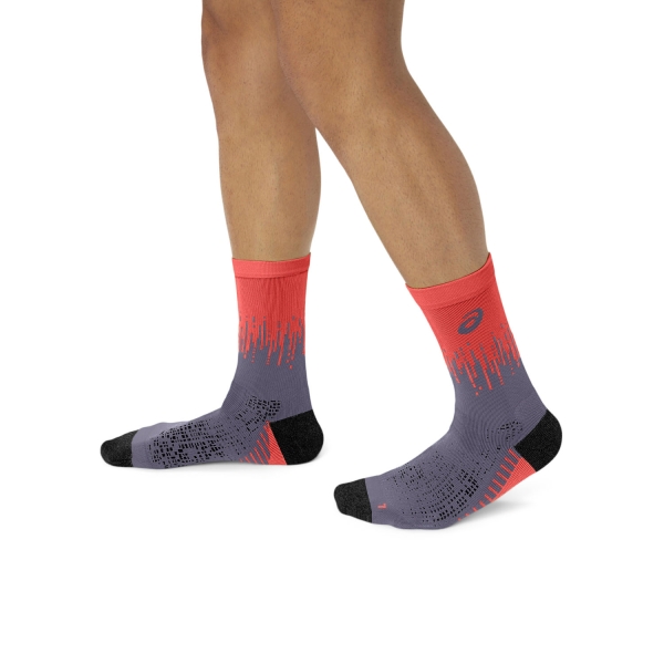 Asics Performance Crew Socks - Greyish Purple/Coral Reef