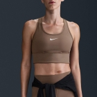 Nike Swoosh Pocket Reggiseno Sportivo - Mink Brown/White