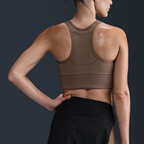 Nike Swoosh Pocket Reggiseno Sportivo - Mink Brown/White