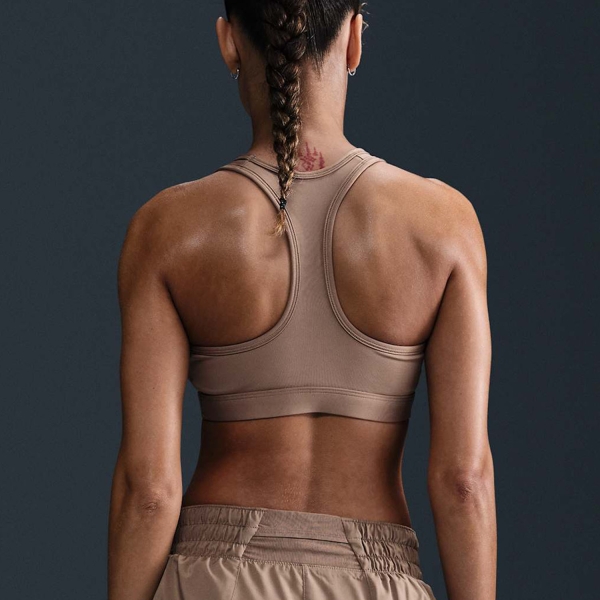 Nike Swoosh Reggiseno Sportivo - Mink Brown/White