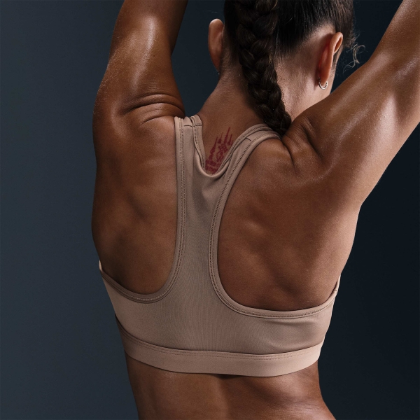 Nike Swoosh Reggiseno Sportivo - Mink Brown/White