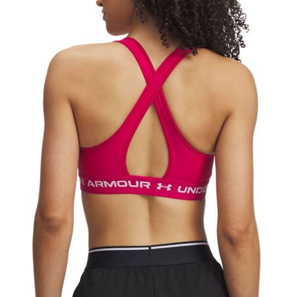 Under Armour Crossback Mid Reggiseno Sportivo - Shaded Fuchsia/White