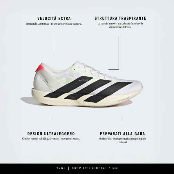 adidas adizero Adios 9 - FTWR White/Core Black/Silver Met
