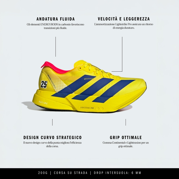 adidas adizero adios Pro 4 - Pure Sulfur/Lucid Blue/Lucid Red