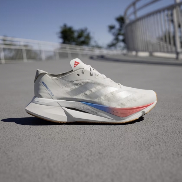 adidas adizero Boston 12 - Core White/Matte Silver/Pure Ruby