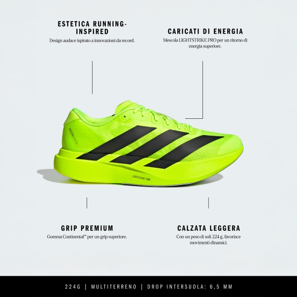 adidas adizero Evo SL - Lucid Lemon/Core Black/Matte Silver