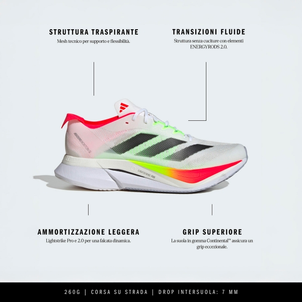 adidas adizero Boston 12 - FTWR White/Core Black/Lucid Red