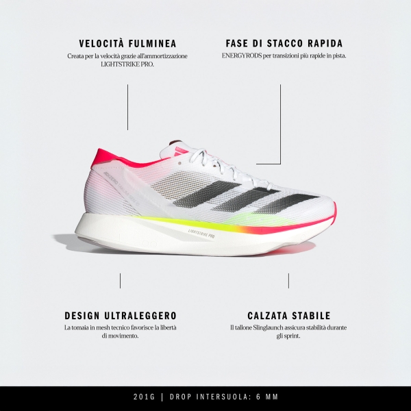 adidas adizero Takumi Sen 10 - Cloud White/Core Black/Lucid Red