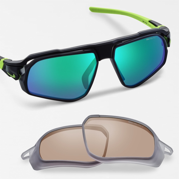 Nike Flyfree Sunglasses - Matte Black/Green Mirror/Road Tint