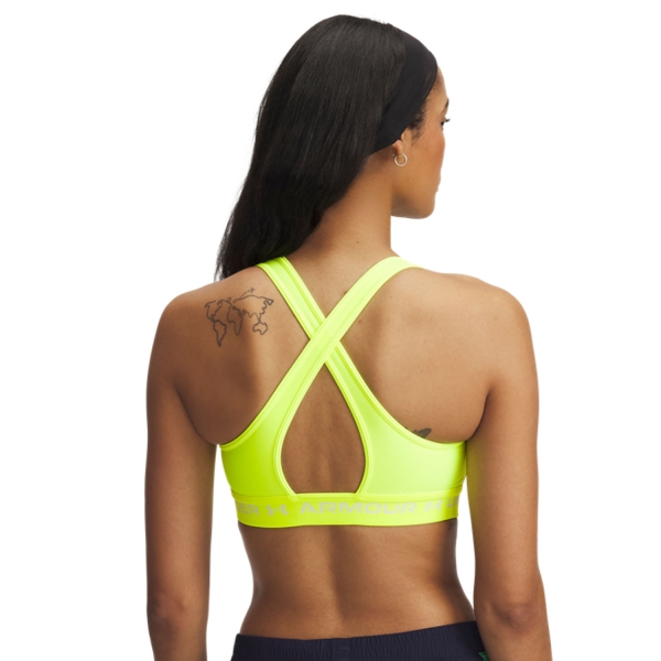 Under Armour Crossback Mid Sujetador Deportivo - High Vis Yellow/White