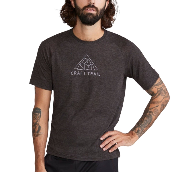 Camisetas de Manga Corta Trail Running Hombre Craft ADV TR Camiseta  Black/Melange 1913721BLKML
