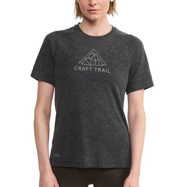 Camisetas de Manga Corta Trail Running Mujer Craft ADV TR Camiseta  Black/Melange 1913722BLKML