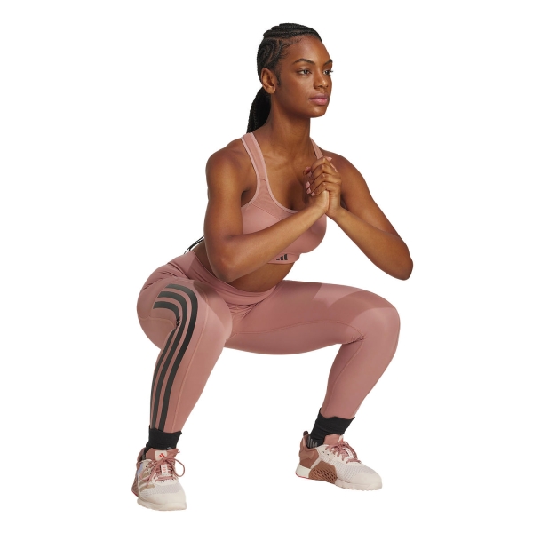 adidas Optime 3 Stripes Tights - Warm Clay